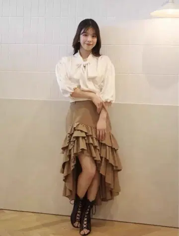 eimy istoire 백 롱 티어드 프릴 스커트