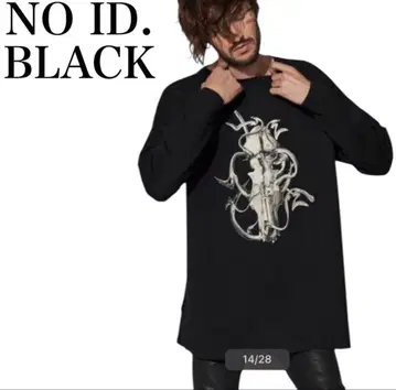 고품질 NO ID. BLACK 글리치 디어본 BIG 긴팔 티셔츠 워셔블