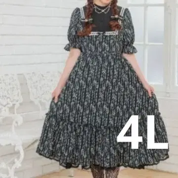 새상품 아오키 미사코 꽃무늬 원피스 블랙 4L 시마무라
