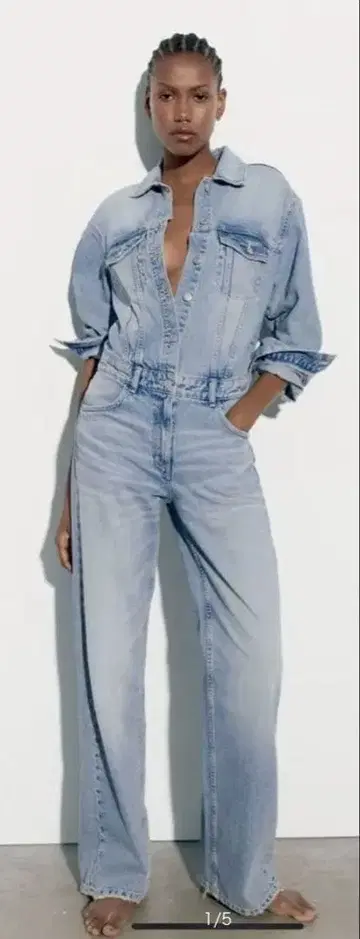 ZARA 데님 점프수트 (올인원)