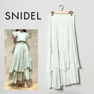 SNIDEL 스나이델 플리츠 티어드 내로우 스커트 GRN 1