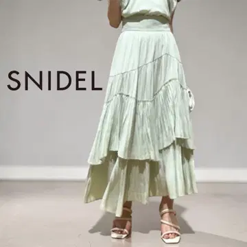 SNIDEL 스나이델 플리츠 티어드 내로우 스커트 GRN 1