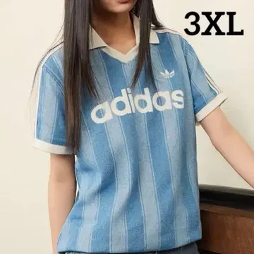 아디다스 데님 축구 저지 티셔츠 블루 3XL