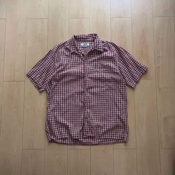 90s piko 반팔 짧은 기장 체크 셔츠