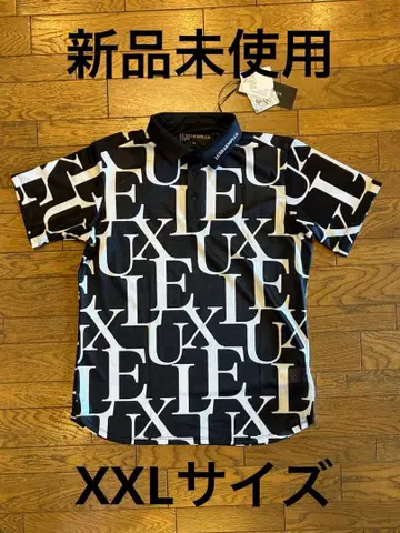 새상품 LUXEAKMPLUS 골프 셔츠 반팔 모노그램 패턴 XXL