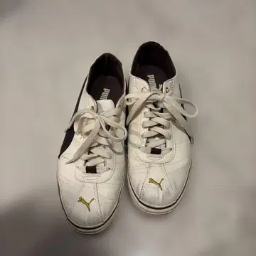 [ 멋진 ] PUMA 스니커즈 화이트 블랙 골드 로고
