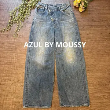새상품급 AZUL BY MOUSSY 크로스 허리 와이드 데님 팬츠 M 사이즈