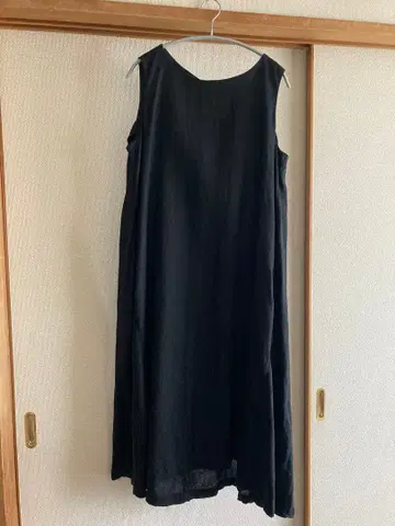 무인양품 프렌치 린넨 워싱 슬리브리스 원피스 XL 블랙