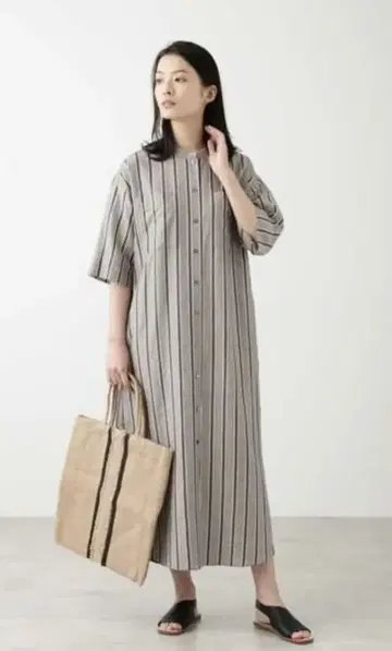 텐셀 면 린넨 보더 원피스