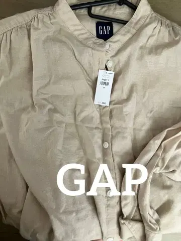 GAP 린넨 블렌드 롱 셔츠 원피스 베이지 S 사이즈
