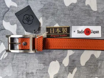 일본제 소 1장 가죽 비즈니스 벨트 히메지 가죽 인증품 30mm 폭 엠보 오렌지