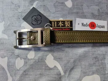 일본제 소 1장 가죽 비즈니스 벨트 히메지 가죽 인증품 30mm 폭 엠보 스모크 카키