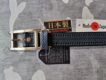 일본제 소 1장 가죽 비즈니스 벨트 히메지 가죽 인증품 30mm 폭 엠보 스모크 네이비
