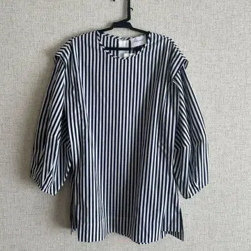 UNITED ARROWS 스트라이프 퍼프 슬리브 블라우스