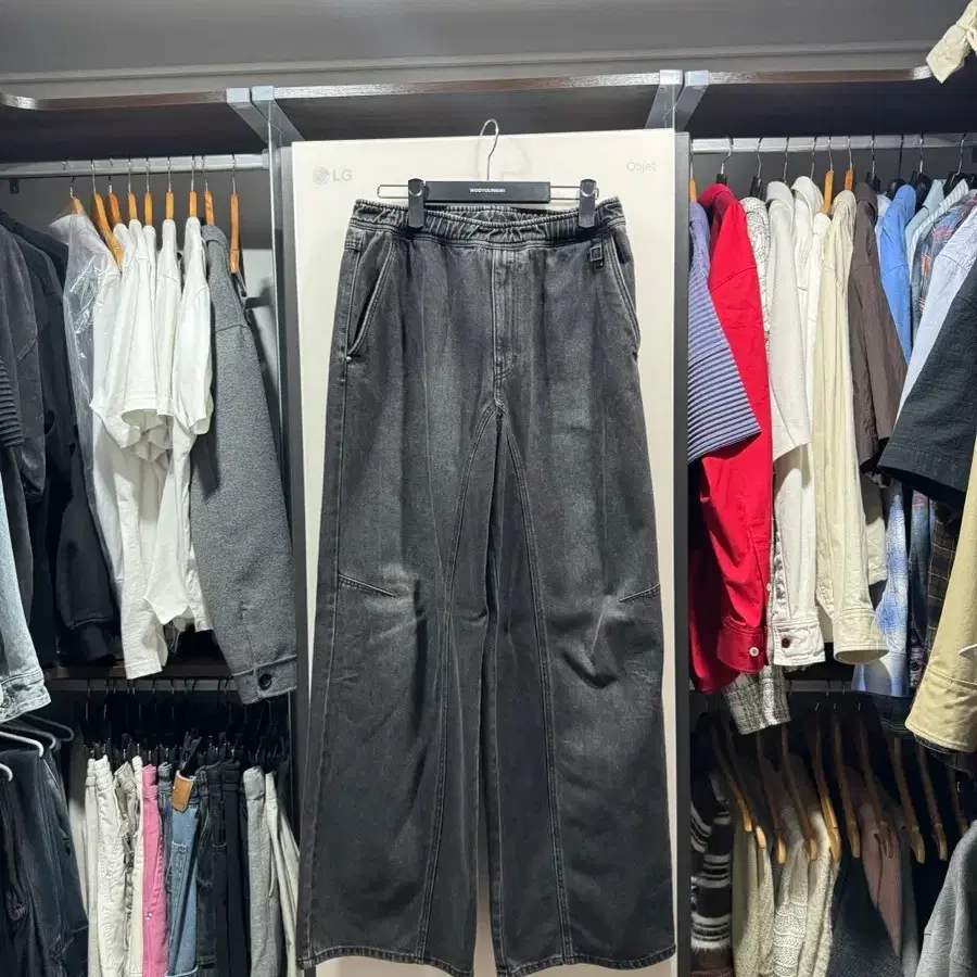 우영미 밴딩 와이드 데님 팬츠 그레이 - 24FW(46size)