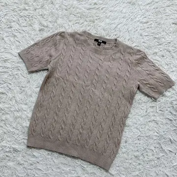 [ c9837 ] UNIQLO 니트 스웨터 케이블 니트 반팔 브라운