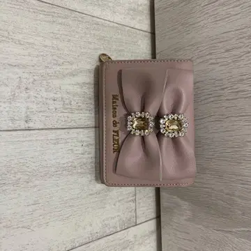Maison de FLEUR 3단 폴더형 지갑 리본 비쥬 핑크