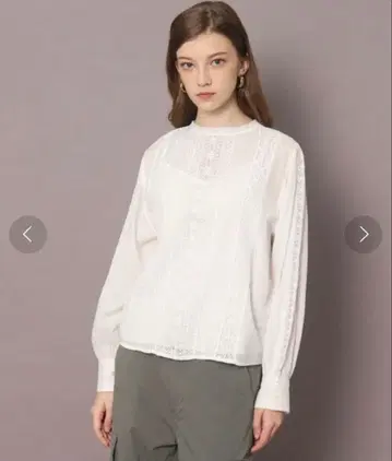새상품 DRESSTERIOR 리버 레이스 블라우스 화이트 앤티크