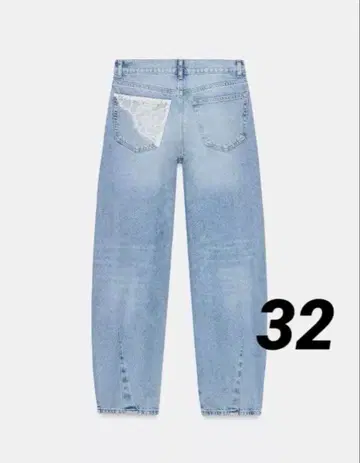 ZARA 데미지 가공 배기 레이스 데님 팬츠 데님 32