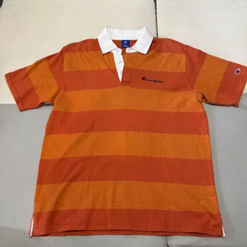 90s Champion 라거 셔츠 보더 오렌지 XL 새상품급