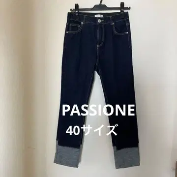 새상품급 PASSIONE 스트레치 데님 팬츠 밑단 절개 디자인 40 사이즈