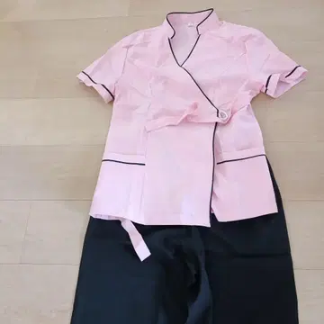 여성용 팬츠 셋업 핑크 x 블랙 살롱, 간호, 간병