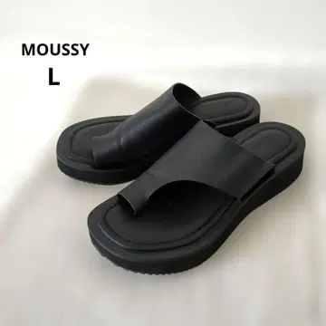 MOUSSY 쪼리 통굽 샌들 인조 가죽 블랙 여성용 L
