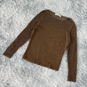[ LES HALLES ] 레 아르 긴팔 니트 스웨터 시스루 짜임 짜임 전환