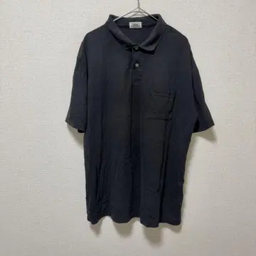 TREND BASICS 무지 피케 셔츠 카라 부착 반팔 [XL] 블랙