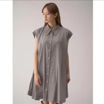 snidel 슬리브리스 A라인 셔츠 원피스 브라운 하운드투스 체크 패턴 S 사이즈