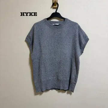 인기 HYKE 코튼 캐시미어 혼방 슬리브리스 니트 그레이 2