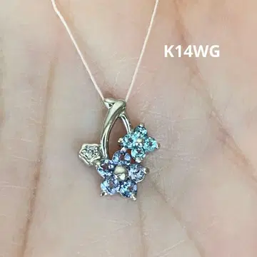 K14WG 플라워 모티브 목걸이 탑