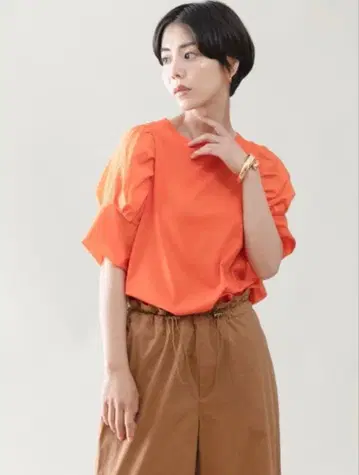 쿠움 반팔 블라우스 오렌지 38