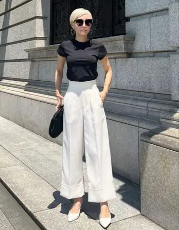 JENNE 일본제 프론트 턱 와이드 팬츠