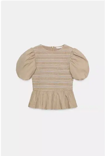 [ ZARA 새상품 ] 자수 스모킹 퍼프 블라우스
