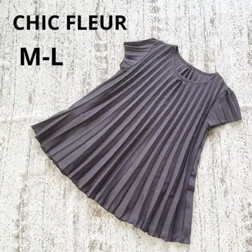 틱플뢰르 반팔 플리츠 블라우스 M-L 퍼플 세련된 오피스룩