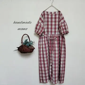 handmade 체크 개더 원피스 free