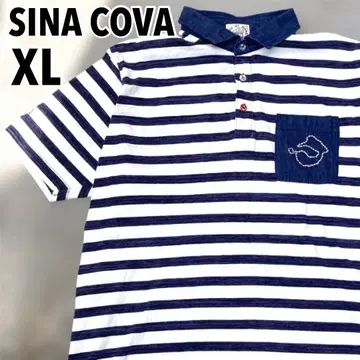 [ 새상품급 ] 시나코바 SINA COVA 마린 테이스트 보더 피케 셔츠 LL