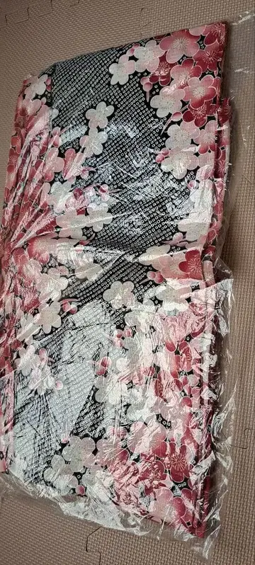 유카타 블랙 베이스 벚꽃 패턴 사슴 무늬