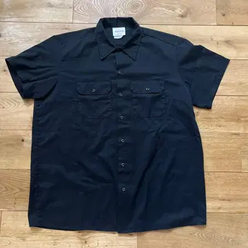90s usa제 디키즈 워크 셔츠 블랙 플레인 바디