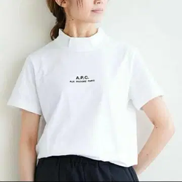 A.P.C. 아페쎄 로고 자수 하이넥 티셔츠 화이트 S 반팔