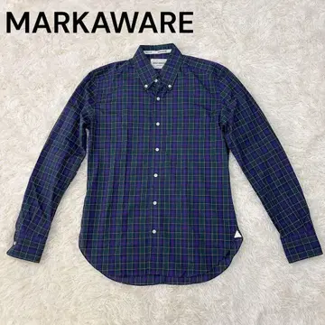 [ 컨디션 최상 ] MARKAWARE 긴팔 셔츠 체크 네이비/그린 M