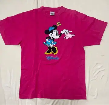 구제 Disney 미니 자수 T셔츠 핑크 빅 vintage