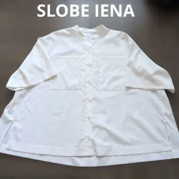 SLOBE IENA 밴드 카라 반팔 셔츠 화이트