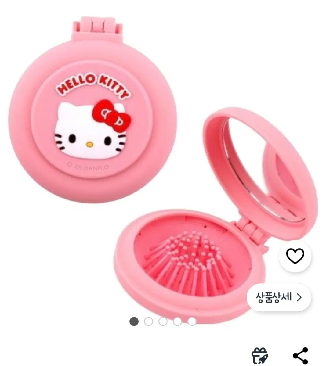 헬로키티 와펜 휴대용 거울 브러쉬(정품/새상품)