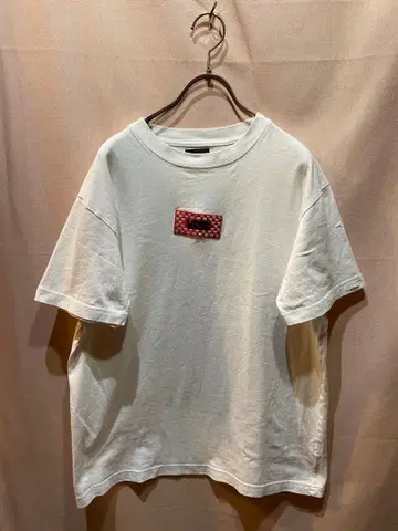 VANS 체커보드 패치 T셔츠 화이트 남성용 스케이트