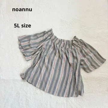 noannu 노안느 오프숄더 블라우스 5L 스트라이프 반팔 루즈핏