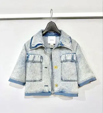 이번 시즌 26SS Patou 코튼 데님 숏 슬리브 크롭 자켓 34