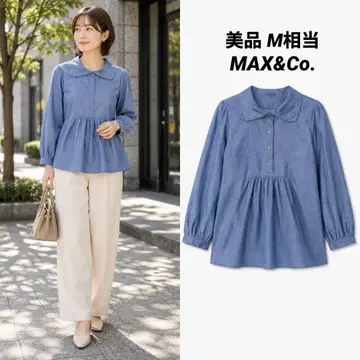 [새상품급] MAX&Co. 데님 블라우스 보타이 7부 소매 M 사이즈