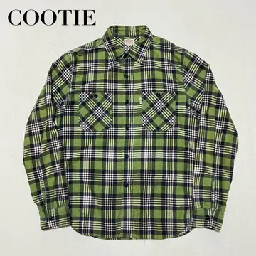 COOTIE 쿠티 프린트 플란넬 셔츠 체크 그린 M 일본제